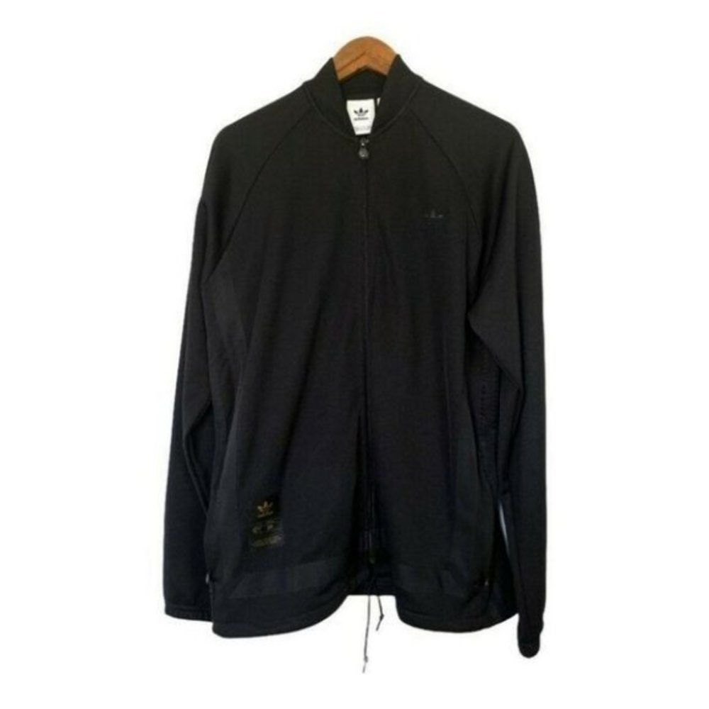Adidas Mens Trefoil Track Jacket Black Drawstring
